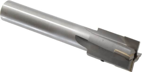 Made in USA - 1-3/8" Diam, 1" Shank, Diam, 4 Flutes, Straight Shank, Interchangeable Pilot Counterbore - 6-5/8" OAL, Bright Finish, Carbide-Tipped - Exact Tooling