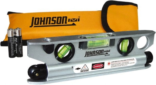 Johnson Level & Tool - 1 Beam 100' Max Range Torpedo Laser Level - Red Beam, 1/8" at 50' Accuracy, 7-1/2" Long x 2" Wide x 3/4" High, Battery Included - Exact Tooling