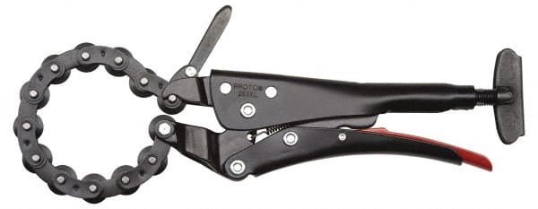 Proto - 9-27/32" OAL Standard Jaw Locking Chain Pipe Cutters - 1-3/32" Jaw Width, 2-61/64" Jaw Opening, Standard Handle - Exact Tooling