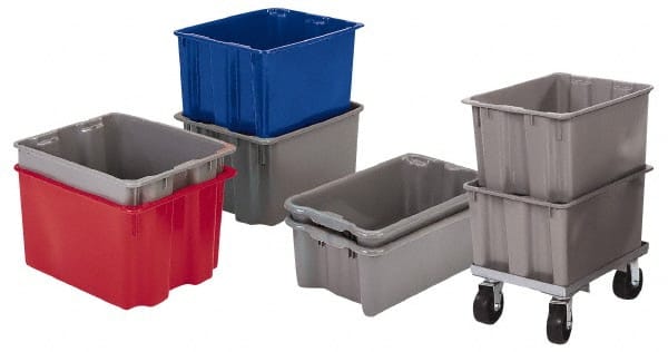LEWISBins+ - 2.1 Cu Ft, 70 Container, 300 Stack Lb Load Capacity Red Polyethylene Tote Container - Stacking, Nesting, 26.1" Long x 18.7" Wide x 10-1/2" High - Exact Tooling