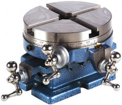 Palmgren - 10" Table Diam, Cross Slide Cross Slide Rotary Machining Table - 5-9/16" Centerline Height, 1-5/8" Bore Diam, 5/8" T-Slot Width - Exact Tooling