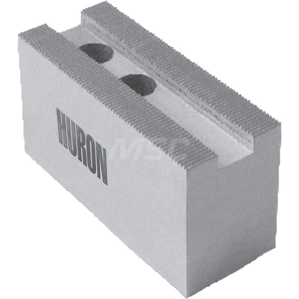 Huron Machine Products - Soft Lathe Chuck Jaws; Jaw Type: Square ; Material: 6160 Aluminum ; Jaw Interface Type: 1.5mm x 60? Serrated ; Maximum Compatible Chuck Diameter (Inch): 12 ; Minimum Compatible Chuck Diameter (Inch): 1 ; Overall Height (Inch): 3- - Exact Tooling