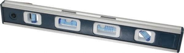 Empire Level - Magnetic 12" Long 4 Vial Torpedo Level - Aluminum, Silver, 1 45°, 1 Level, 1 Plumb & 1 Vari-Pitch Vials - Exact Tooling