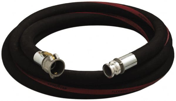 Alliance Hose & Rubber - 1" ID x 1-1/2" OD x 50' OAL, Cam & Groove Petroleum Transfer Hose - 150 Max Working psi, -35 to 200°F, 2" Bend Radius, 1" Fitting, Black - Exact Tooling