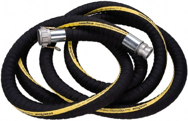 Alliance Hose & Rubber - 1-1/2" ID x 1.91" OD x 25' OAL, Cam & Groove Petroleum Transfer Hose - 250 Max Working psi, -40 to 200°F, 1.5" Bend Radius, 1-1/2" Fitting, Black - Exact Tooling