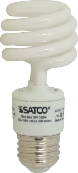 Value Collection - 13 Watt Fluorescent Residential/Office Medium Screw Lamp - 5,000°K Color Temp, 880 Lumens, T2, 10,000 hr Avg Life - Exact Tooling