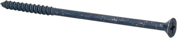 Elco - 1/4" Diam, 5" OAL, Phillips Drive, Concrete Screw & Masonry Fastener - Steel, Blue StalGard Finish, Includes #3 Drill Bit - Exact Tooling