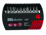 10 Piece - Slotted 5.5; 6.5; 8.0mm; Phillips # 0; 1; 2; 3; Torx® T10; T15; T20 - Quick Release Holder - Insert Bit Set in XSelector Storage Box - Exact Tooling