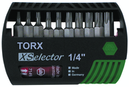 10 Piece - Torx® T7; T8; T9; T10; T15; T20; T25; T27; T30; T40 - Quick Release Holder - Insert Bit Set in XSelector Storage Box - Exact Tooling