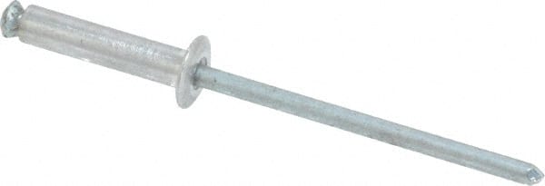 RivetKing - Dome Head Aluminum Peel Blind Rivet - Steel Mandrel, 1/8" to 0.354" Grip, 0.255" Head Diam, 0.129" Max Hole Diam, 0.551 to 0.590" Length Under Head, 1/8" Body Diam - Exact Tooling