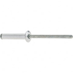 RivetKing - Dome Head Aluminum Peel Blind Rivet - Steel Mandrel, 0.188" to 0.748" Grip, 3/8" Head Diam, 0.196" Max Hole Diam, 0.945 to 0.984" Length Under Head, 3/16" Body Diam - Exact Tooling