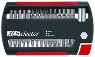 31 Piece - Slotted 6.5; Phillips #1-2; Security Torx T8s; T10s-T25s; Security Hex 5/64-3/32; Spanner 4-10; Torq Set 6-10; Square # 1-2 PoziDriv 1-2 Triwing # 2-5; Magnetic 1/4 Bit Holder - Insert Bit Set in XSelector Storage Box - Exact Tooling