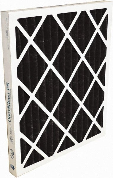 Made in USA - 24" Noml Height x 24" Noml Width x 2" Noml Depth, 70% Capture Efficiency, Wire-Backed Pleated Air Filter - MERV 8, Cotton/Polyester & Activated Carbon, Integrated Beverage Board Frame, 500 Max FPM, 2,000 CFM, For Any Unit - Exact Tooling