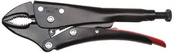Proto - 9-1/4" OAL Curved Jaw Locking Pliers - 25/64" Jaw Width, 1-1/2" Jaw Depth, 2-23/64" Jaw Opening, Standard Handle - Exact Tooling