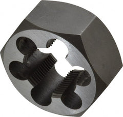 Interstate - 1-1/8 - 16 UNS Thread, 2" Hex, Right Hand Thread, Hex Rethreading Die - Carbon Steel, 1" Thick - Exact Tooling