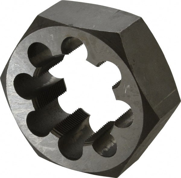 Interstate - 1-7/8 - 16 UNS Thread, 3-1/8" Hex, Right Hand Thread, Hex Rethreading Die - Carbon Steel, 1-1/4" Thick - Exact Tooling