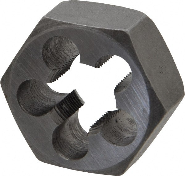 Interstate - 1/2-32 UNS Thread, 1-1/16" Hex, Right Hand Thread, Hex Rethreading Die - Carbon Steel, 1/2" Thick - Exact Tooling