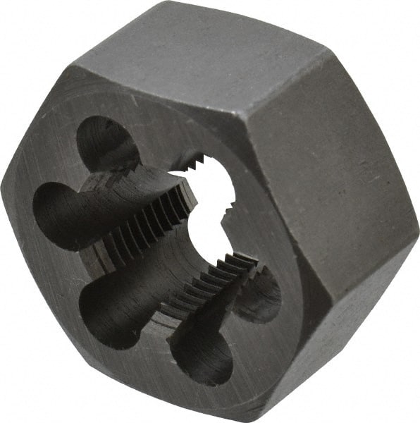 Interstate - 3/4-18 UNS Thread, 1-7/16" Hex, Right Hand Thread, Hex Rethreading Die - Carbon Steel, 3/4" Thick - Exact Tooling