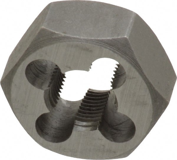 Interstate - 3/8-32 UNEF Thread, 25/32" Hex, Right Hand Thread, Hex Rethreading Die - Carbon Steel, 3/8" Thick - Exact Tooling