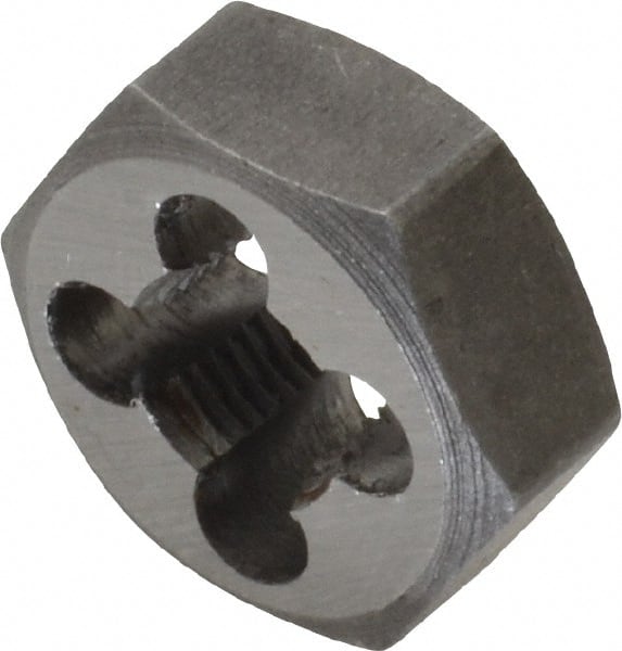 Interstate - 5/16-32 UNEF Thread, 11/16" Hex, Right Hand Thread, Hex Rethreading Die - Carbon Steel, 5/16" Thick - Exact Tooling