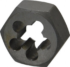 Interstate - M12x0.75 Metric Fine Thread, 1-1/16" Hex, Right Hand Thread, Hex Rethreading Die - Carbon Steel, 1/2" Thick - Exact Tooling
