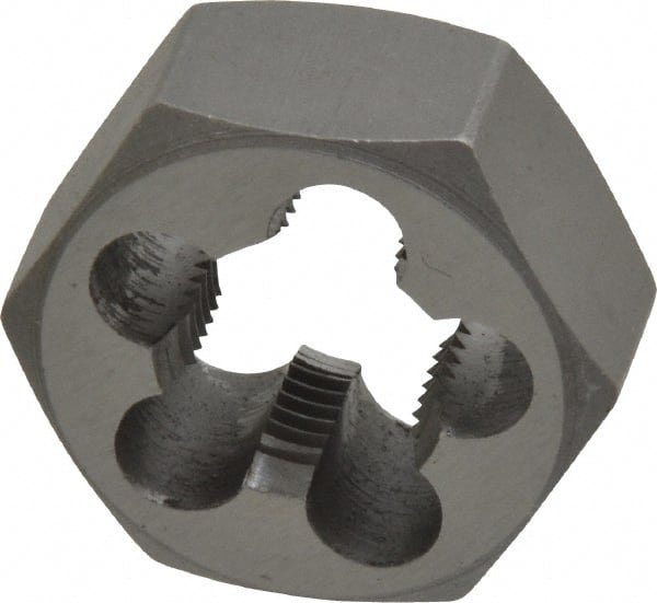 Interstate - M14x1.25 Metric Fine Thread, 1-1/16" Hex, Right Hand Thread, Hex Rethreading Die - Carbon Steel, 1/2" Thick - Exact Tooling