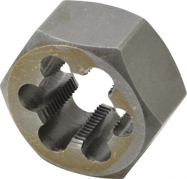 Interstate - M20x1.25 Metric Special Thread, 1-7/16" Hex, Right Hand Thread, Hex Rethreading Die - Carbon Steel, 3/4" Thick - Exact Tooling
