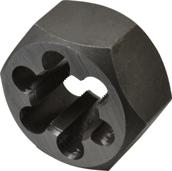 Interstate - M24x1.00 Metric Fine Thread, 1-13/16" Hex, Right Hand Thread, Hex Rethreading Die - Carbon Steel, 1" Thick - Exact Tooling