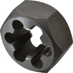 Interstate - M28x1.50 Metric Fine Thread, 2" Hex, Right Hand Thread, Hex Rethreading Die - Carbon Steel, 1" Thick - Exact Tooling
