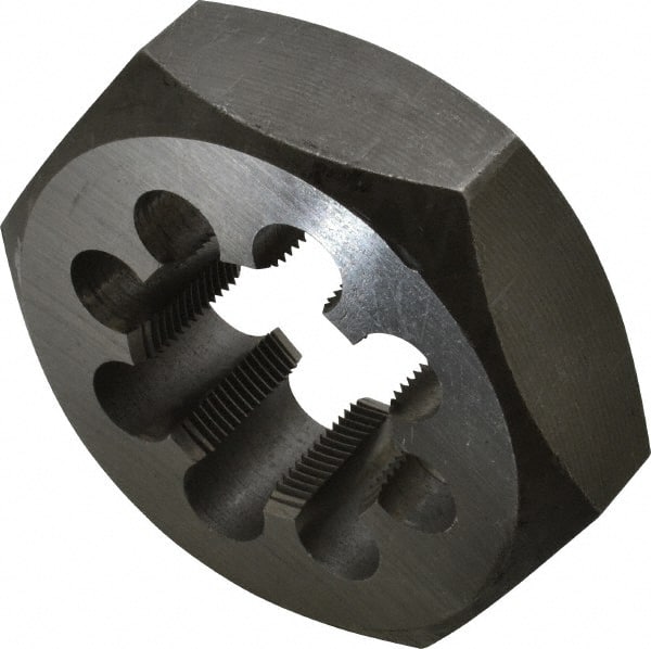 Interstate - M39x1.50 Metric Fine Thread, 3-1/8" Hex, Right Hand Thread, Hex Rethreading Die - Carbon Steel, 1" Thick - Exact Tooling