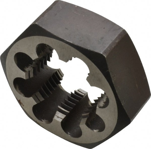 Interstate - M39x2.00 Metric Fine Thread, 3-1/8" Hex, Right Hand Thread, Hex Rethreading Die - Carbon Steel, 1" Thick - Exact Tooling