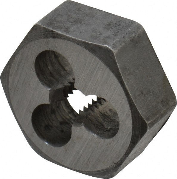 Interstate - M4x0.75 Metric Special Thread, 19/32" Hex, Right Hand Thread, Hex Rethreading Die - Carbon Steel, 1/4" Thick - Exact Tooling
