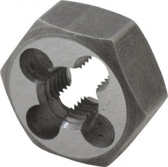 Interstate - M9x1.00 Metric Fine Thread, 25/32" Hex, Right Hand Thread, Hex Rethreading Die - Carbon Steel, 3/8" Thick - Exact Tooling