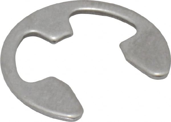 Rotor Clip - 7.7mm Groove Diam, 3/8" Shaft Diam, Passivated Stainless Steel, E Style External Retaining Rings - 0.039" Groove Width, 0.036" Groove Depth, 0.035" Ring Thickness, Grade 15-7 Grade 632 - Exact Tooling