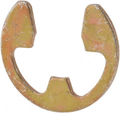 Rotor Clip - 7.7mm Groove Diam, 3/8" Shaft Diam, Cadmium-Plated Steel, E Style External Retaining Rings - 0.039" Groove Width, 0.036" Groove Depth, 0.035" Ring Thickness, Grade 1060-1090 - Exact Tooling