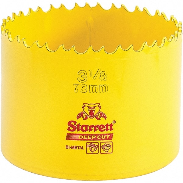 Starrett - 3-1/8" Diam, 2" Cutting Depth, Hole Saw - High Speed Steel Saw, Toothed Edge - Exact Tooling