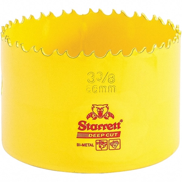 Starrett - 3-3/8" Diam, 2" Cutting Depth, Hole Saw - High Speed Steel Saw, Toothed Edge - Exact Tooling