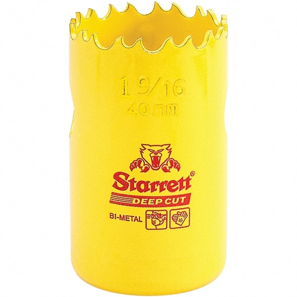 Starrett - 1-9/16" Diam, 2" Cutting Depth, Hole Saw - High Speed Steel Saw, Toothed Edge - Exact Tooling