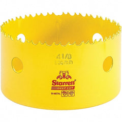 Starrett - 4-1/8" Diam, 2" Cutting Depth, Hole Saw - High Speed Steel Saw, Toothed Edge - Exact Tooling