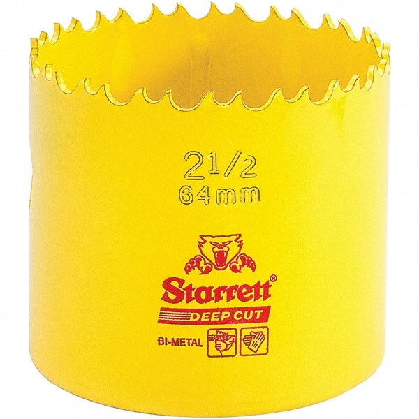 Starrett - 2-1/2" Diam, 2" Cutting Depth, Hole Saw - High Speed Steel Saw, Toothed Edge - Exact Tooling