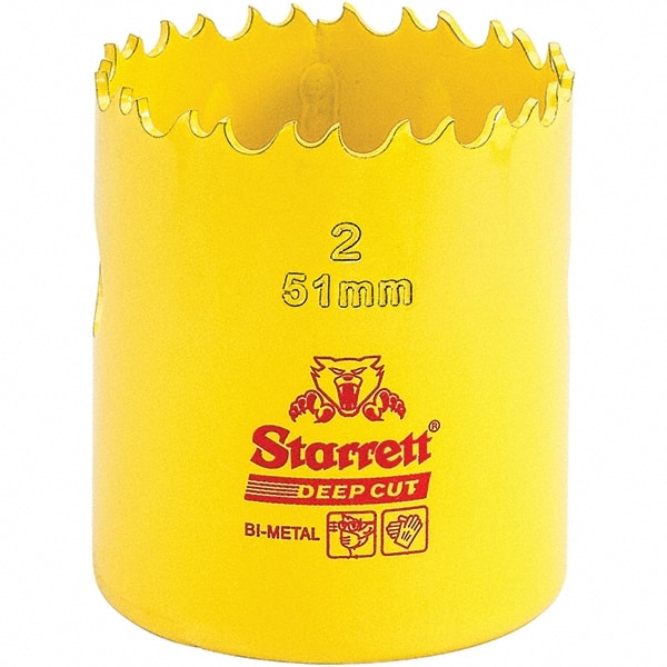 Starrett - 2" Diam, 2" Cutting Depth, Hole Saw - High Speed Steel Saw, Toothed Edge - Exact Tooling
