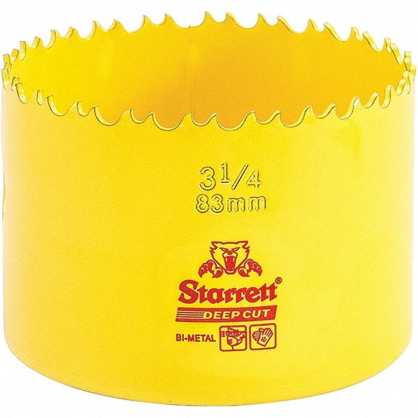 Starrett - 3-1/4" Diam, 2" Cutting Depth, Hole Saw - High Speed Steel Saw, Toothed Edge - Exact Tooling