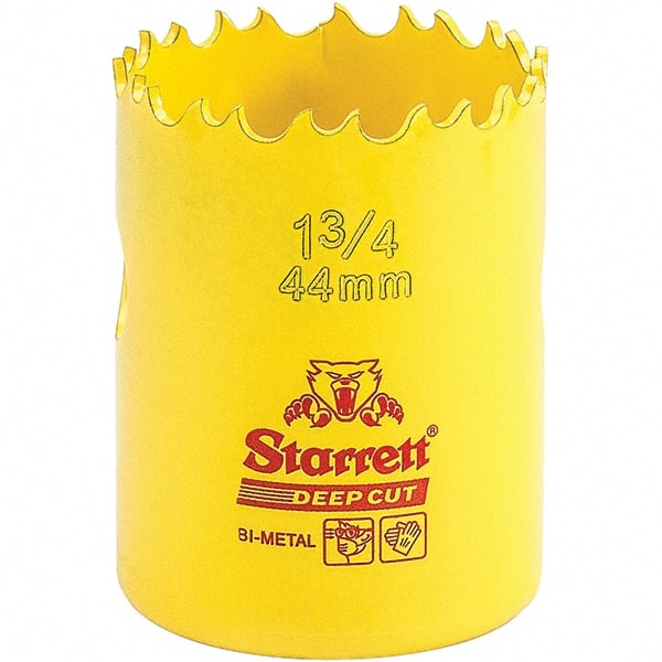 Starrett - 1-3/4" Diam, 2" Cutting Depth, Hole Saw - High Speed Steel Saw, Toothed Edge - Exact Tooling