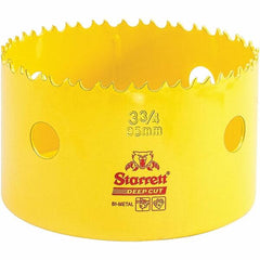 Starrett - 3-3/4" Diam, 2" Cutting Depth, Hole Saw - High Speed Steel Saw, Toothed Edge - Exact Tooling