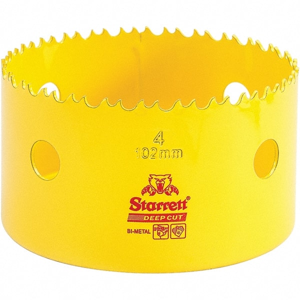 Starrett - 4" Diam, 2" Cutting Depth, Hole Saw - High Speed Steel Saw, Toothed Edge - Exact Tooling