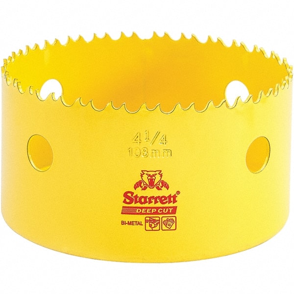 Starrett - 4-1/4" Diam, 2" Cutting Depth, Hole Saw - High Speed Steel Saw, Toothed Edge - Exact Tooling