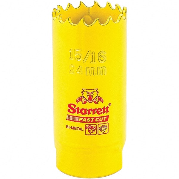 Starrett - 15/16" Diam, 1-5/8" Cutting Depth, Hole Saw - High Speed Steel Saw, Toothed Edge - Exact Tooling