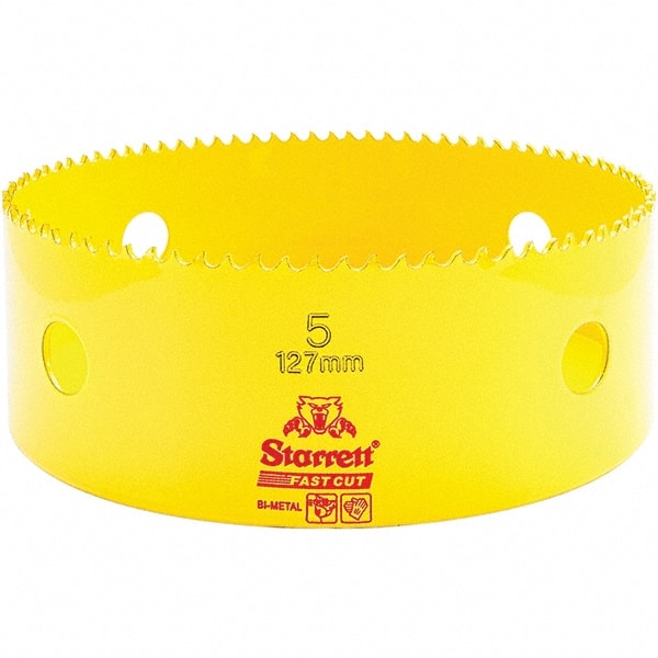 Starrett - 5" Diam, 1-5/8" Cutting Depth, Hole Saw - High Speed Steel Saw, Toothed Edge - Exact Tooling