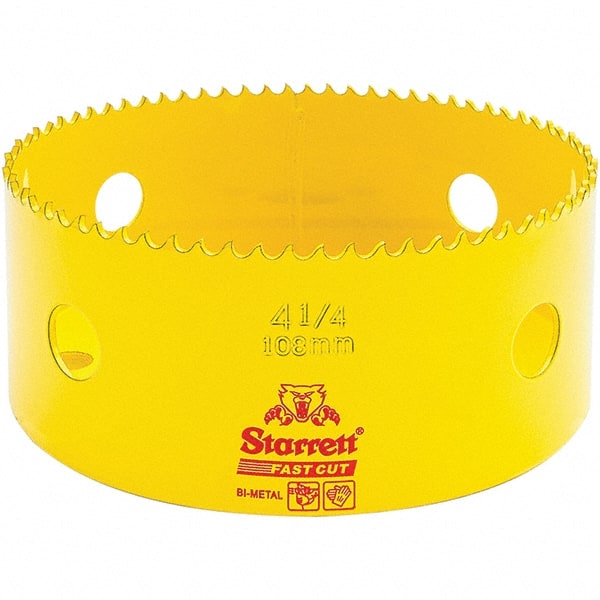 Starrett - 4-1/4" Diam, 1-5/8" Cutting Depth, Hole Saw - High Speed Steel Saw, Toothed Edge - Exact Tooling