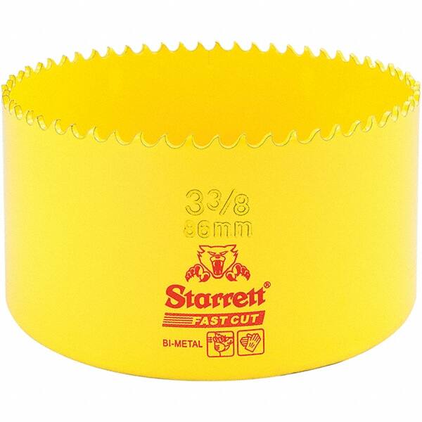 Starrett - 3-3/8" Diam, 1-5/8" Cutting Depth, Hole Saw - High Speed Steel Saw, Toothed Edge - Exact Tooling